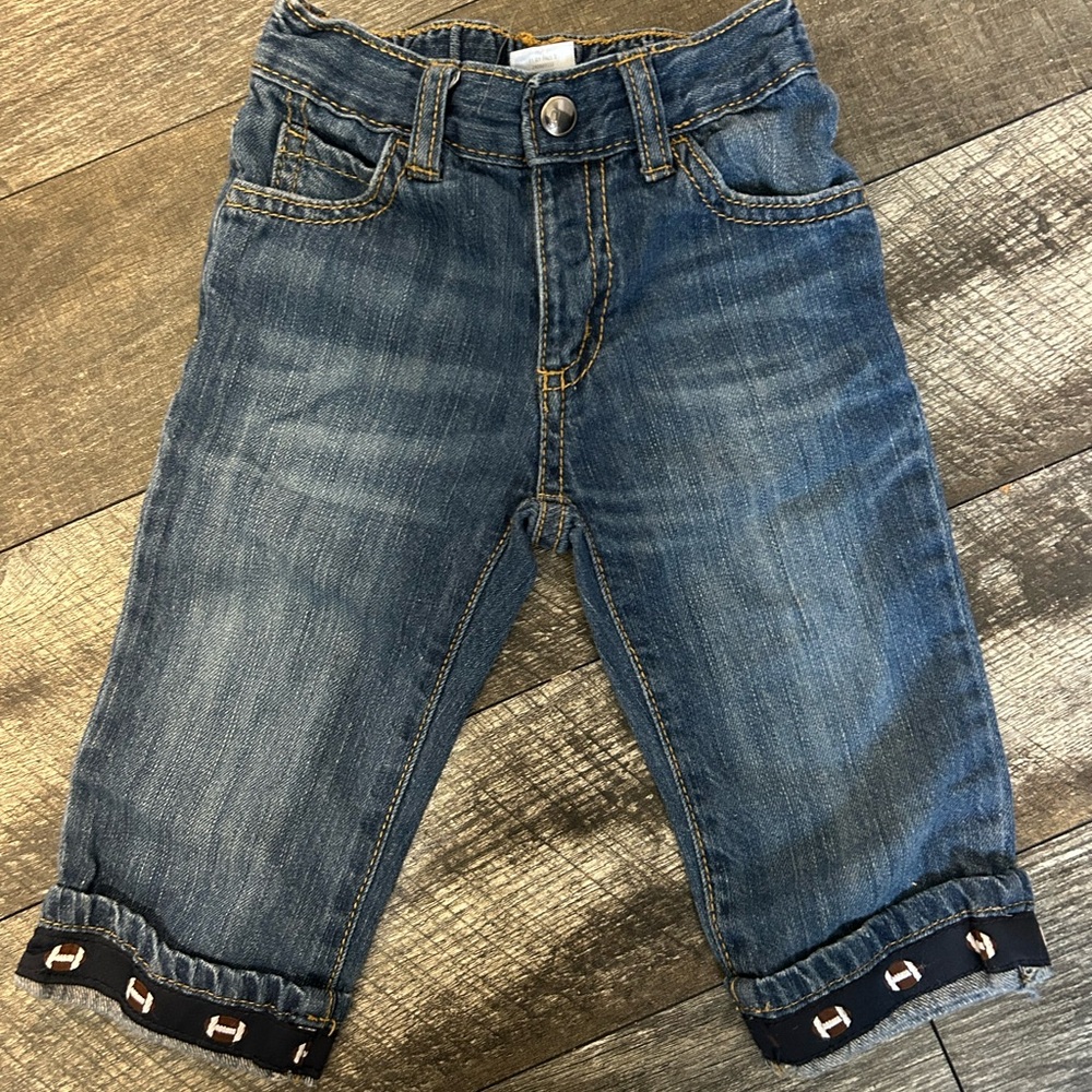 Gymboree Football Cuff Jeans Blue Denim Tiny MVP line 12-18 months